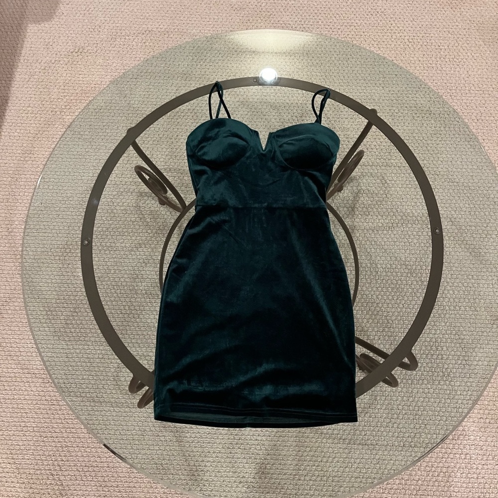 Lulus Green Velvet Mini Dress